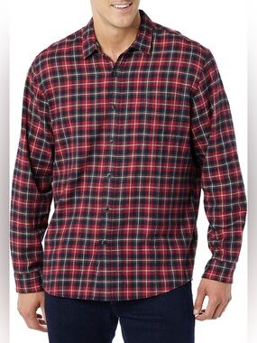 New Amazon Essentials Men’s Slim Fit Long Sleeve Flannel Button Down Shirt XXL